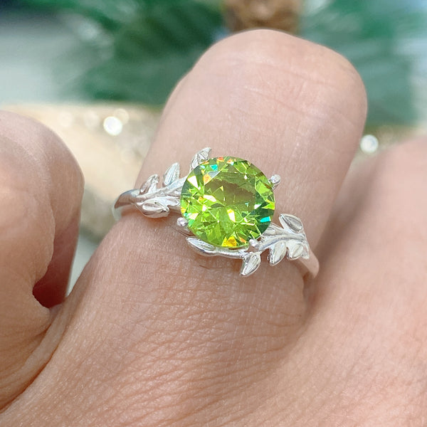 Peridot Ring Tree Leaves Band – LindoJewelryStore