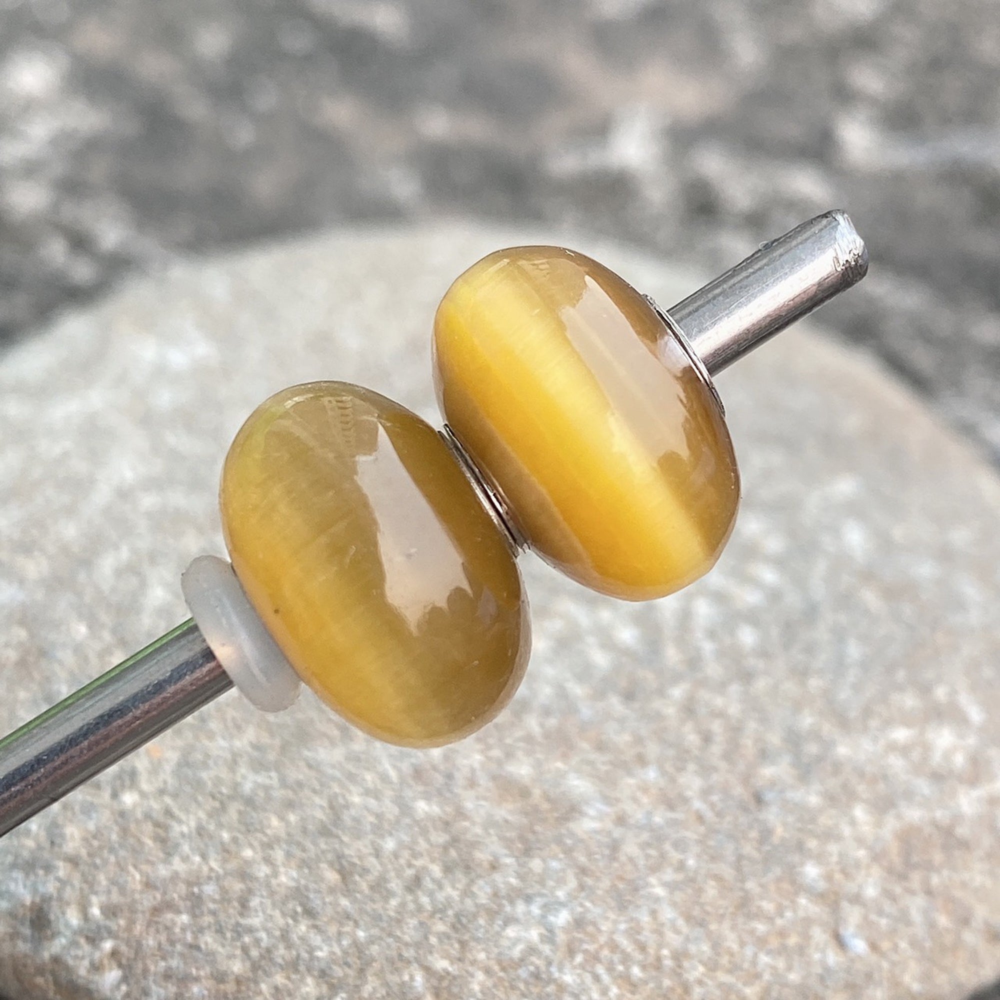 Golden Round Tiger Eye Stone Bead