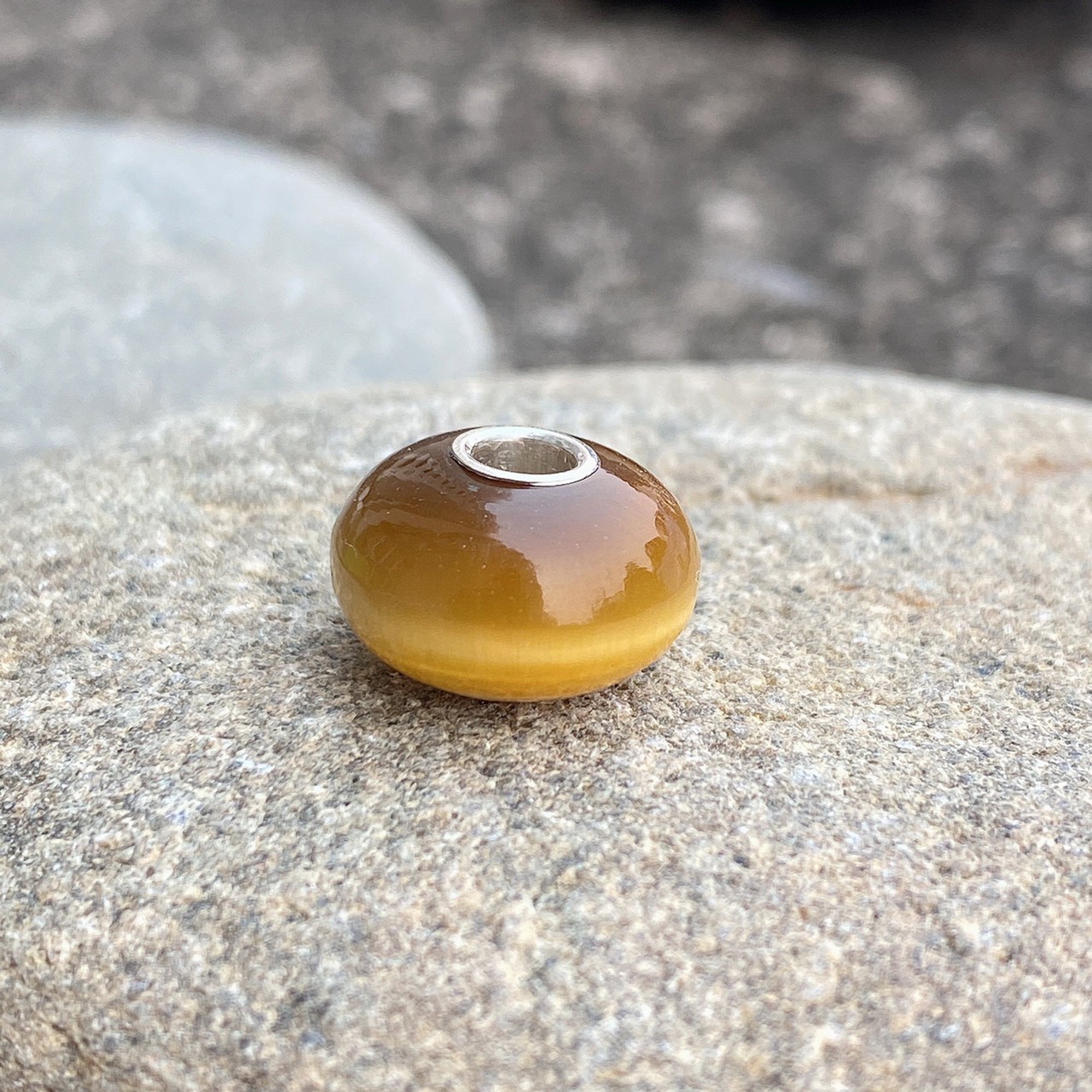 Golden Round Tiger Eye Stone Bead