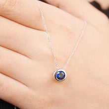 Natural Sapphire Necklace 10K White Gold