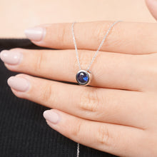 Natural Sapphire Necklace 10K White Gold