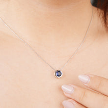 Natural Sapphire Necklace 10K White Gold