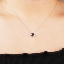 Natural Sapphire Necklace 10K White Gold