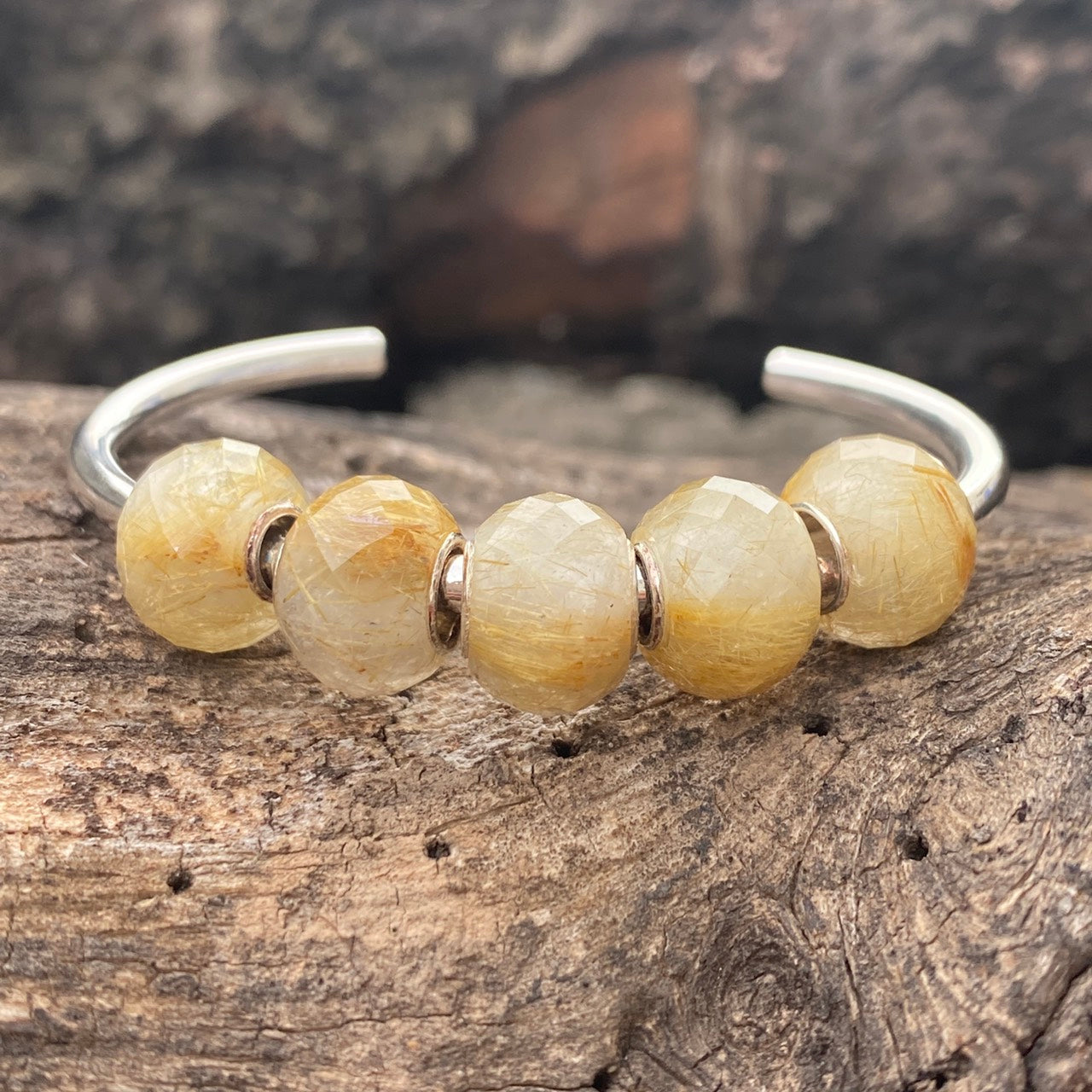 Yellow Rutilated Quartz Bead Small Size