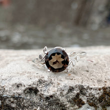 Smoky Quartz Ring Tree Leaves Band