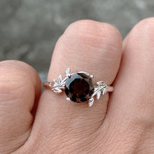 Smoky Quartz Ring Tree Leaves Band