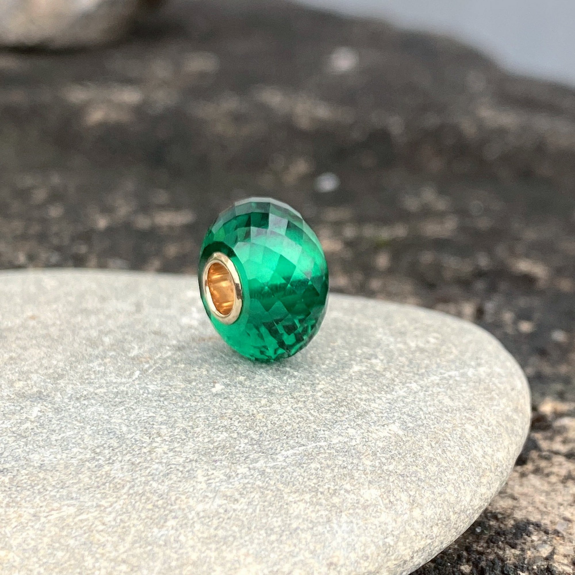 Emerald Bead 14K Gold Core