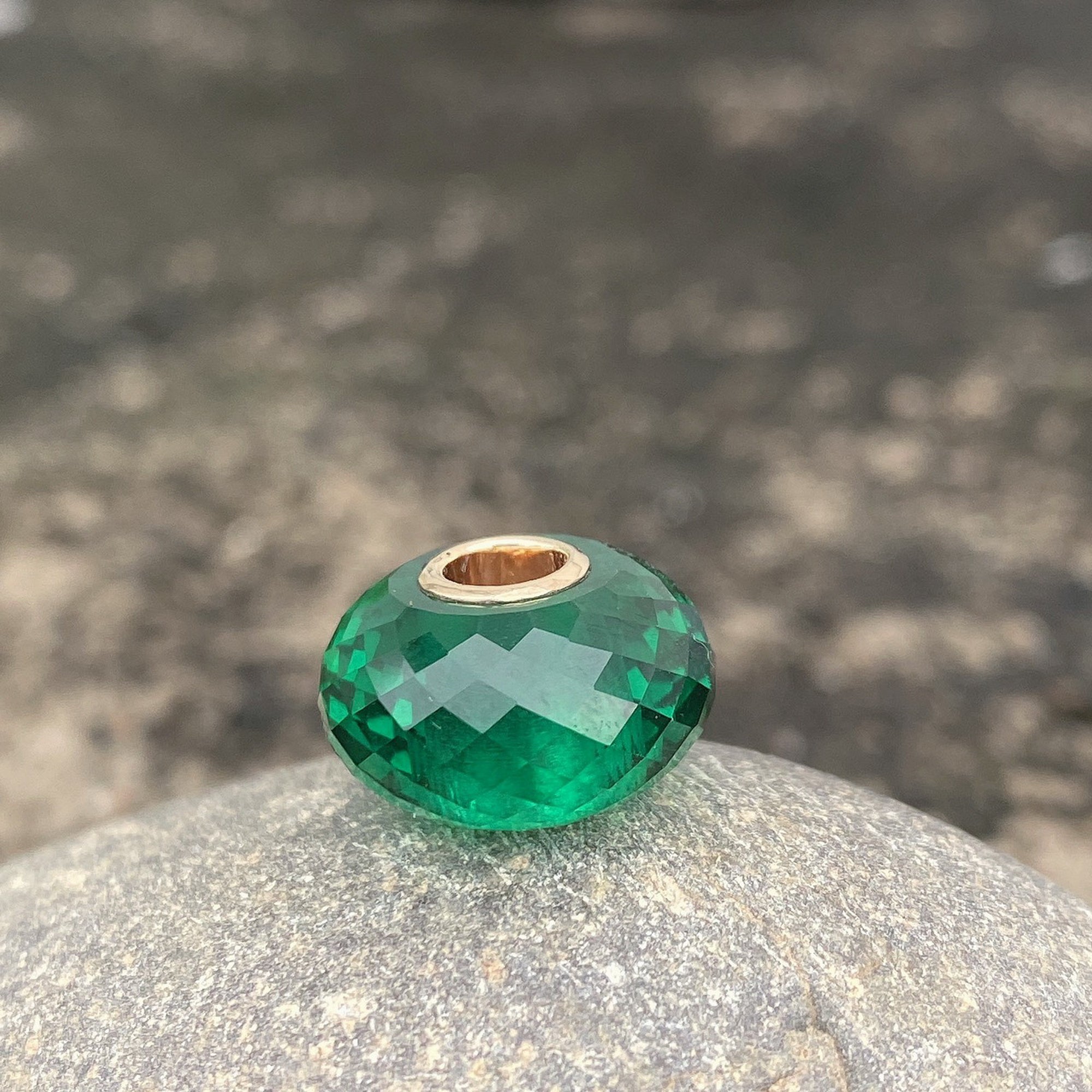 Emerald Bead 14K Gold Core