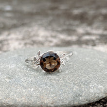 Smoky Quartz Ring Tree Leaves Band