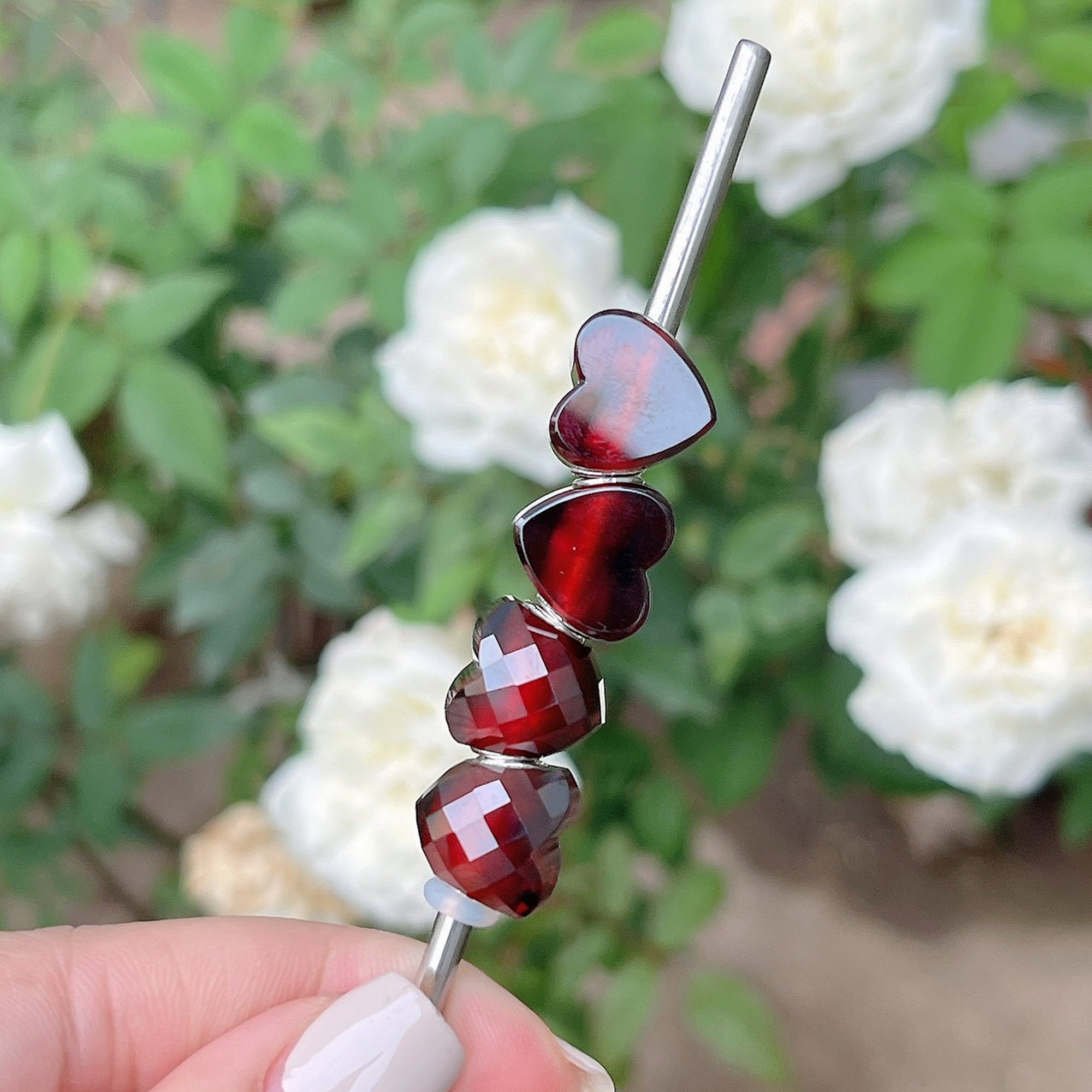 Heart Garnet Bead