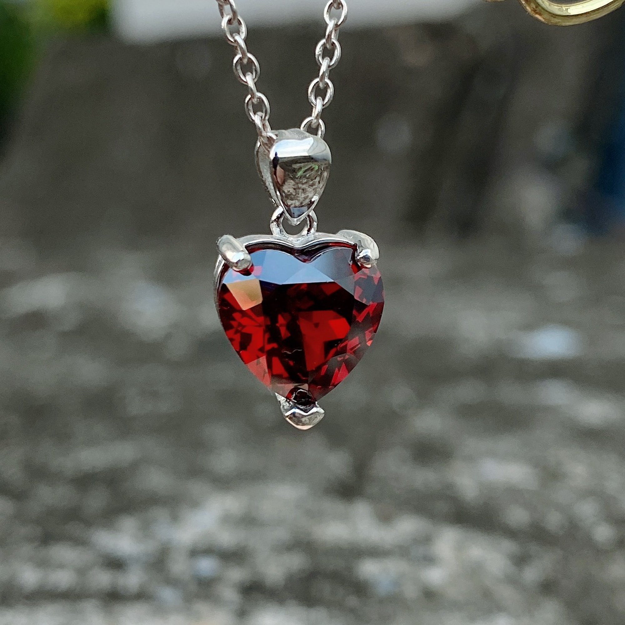 Heart Garnet Necklace