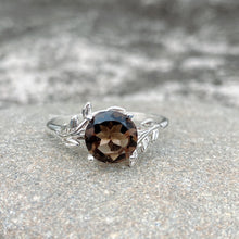 Smoky Quartz Ring Tree Leaves Band