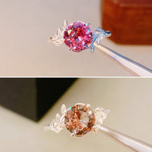 Alexandrite Ring Tree Leaves Band