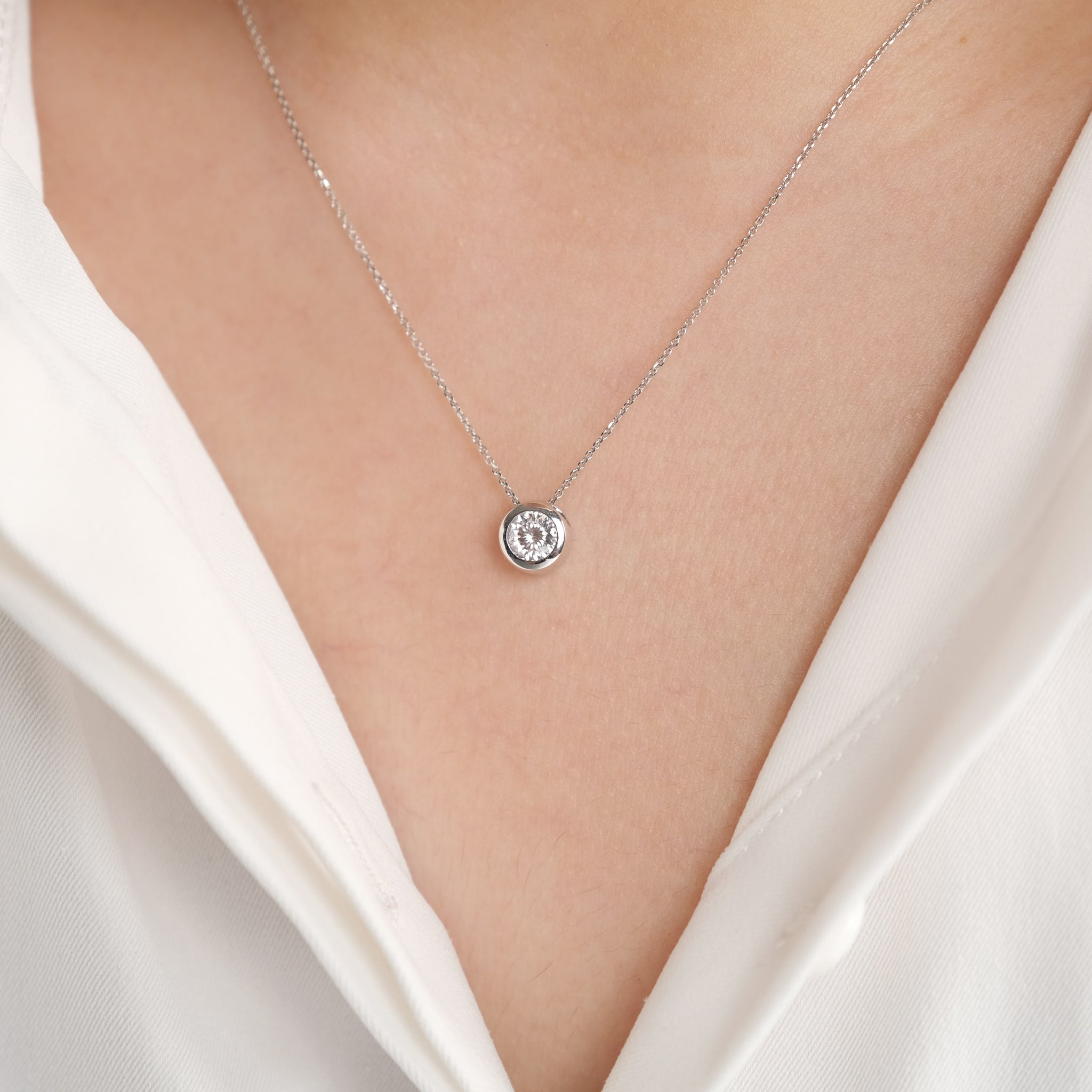 Dainty Lab-Grown Diamond White Gold Necklace