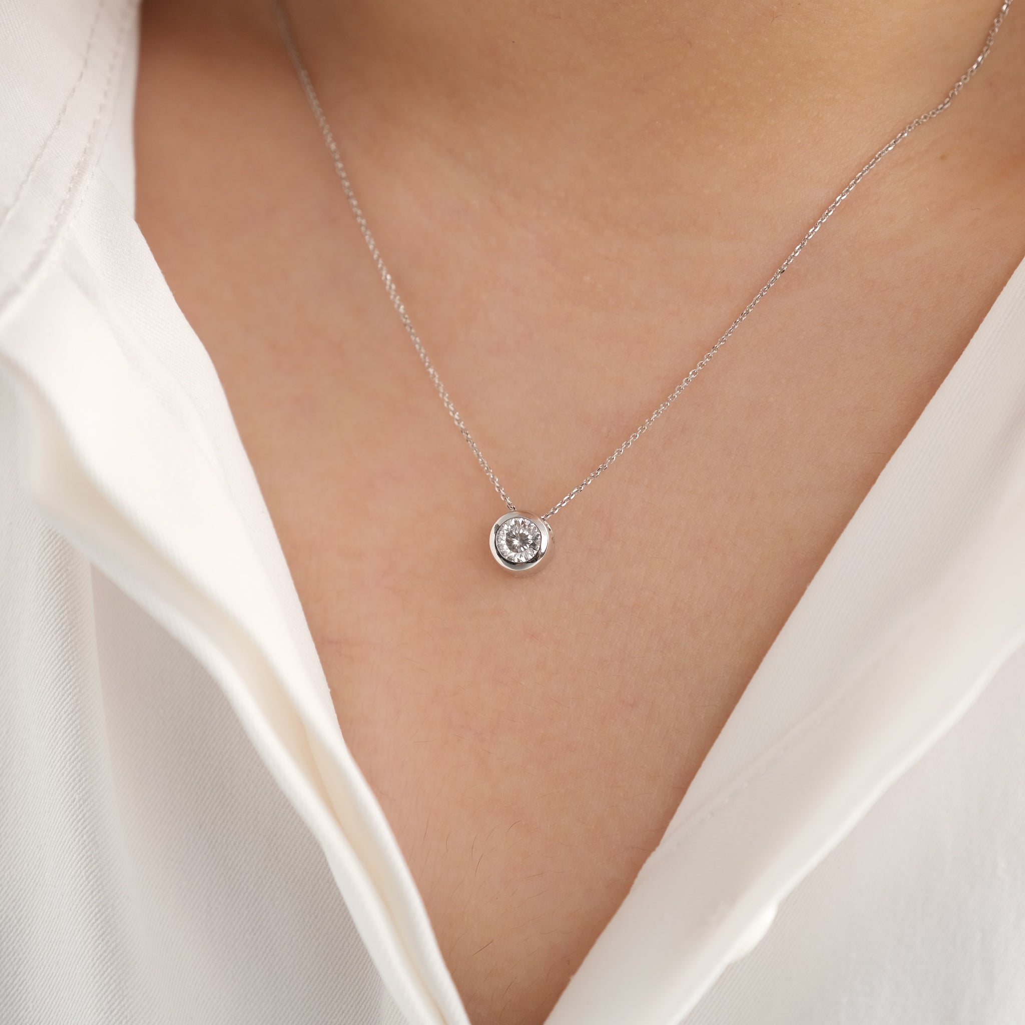 Dainty Lab-Grown Diamond White Gold Necklace