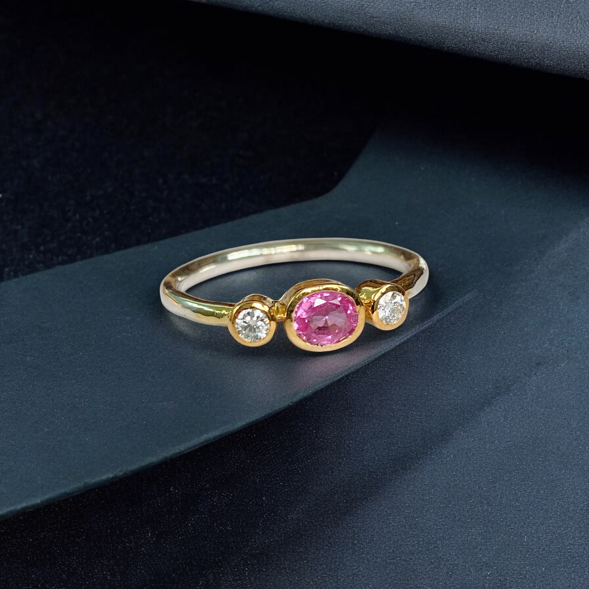 Pink Sapphire Ring 10k Gold Bezel