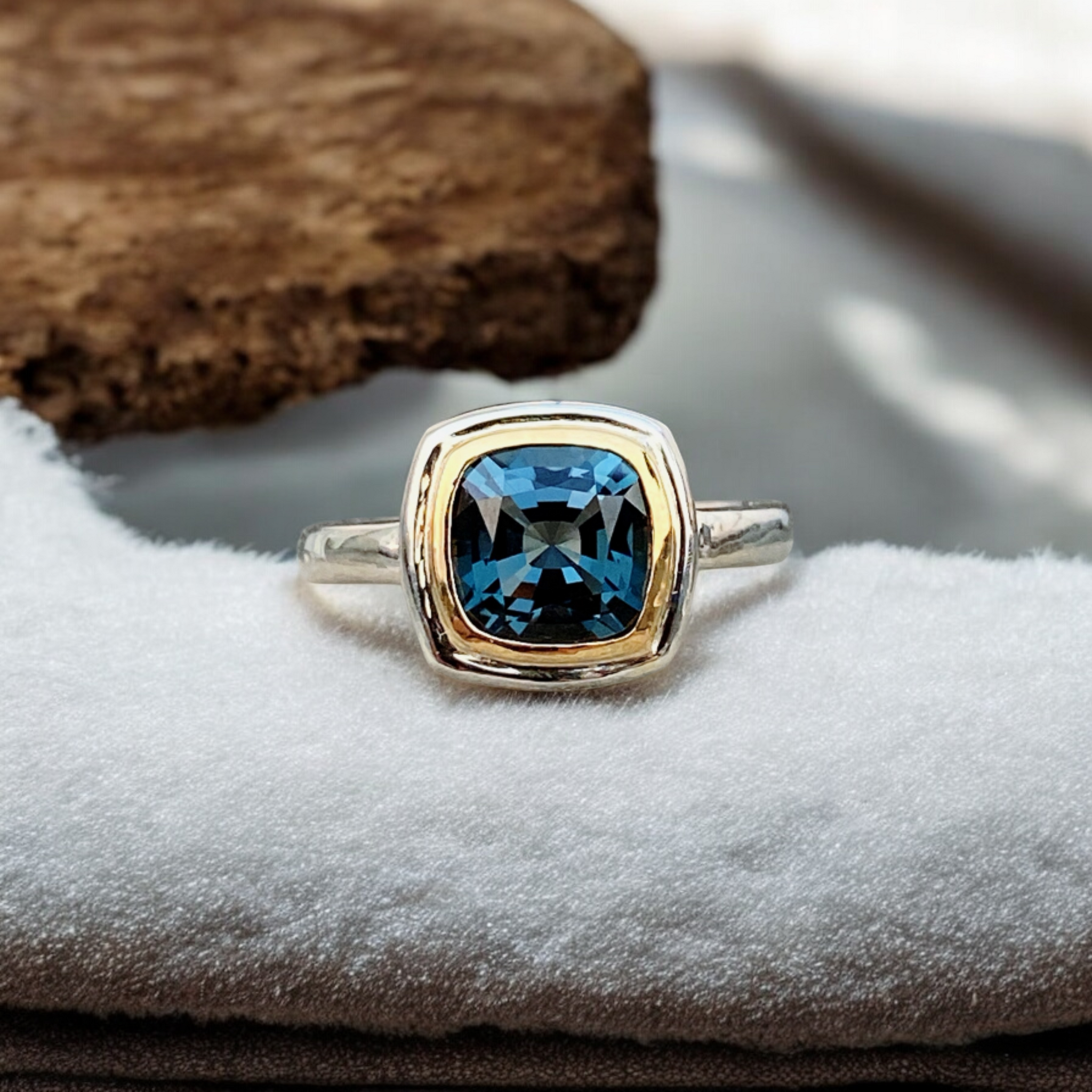 London Blue Topaz Ring 14K Gold Setting