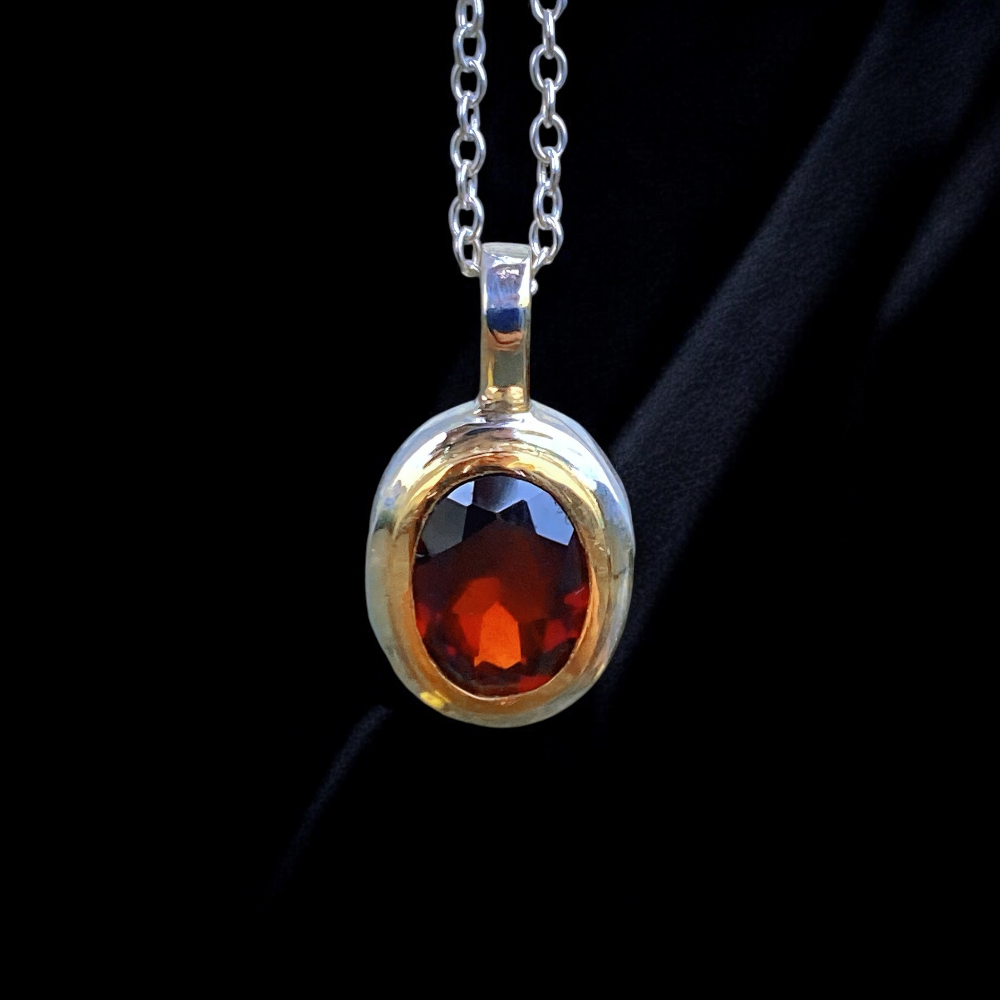 Garnet Necklace 14K Gold Bezel