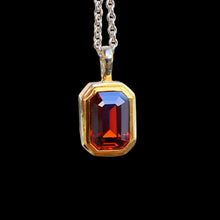 Garnet Necklace Emerald Cut 14k Gold Bezel