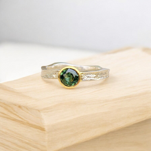 Green Sapphire Ring 10K Gold Setting
