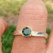 Green Sapphire Ring 10K Gold Setting