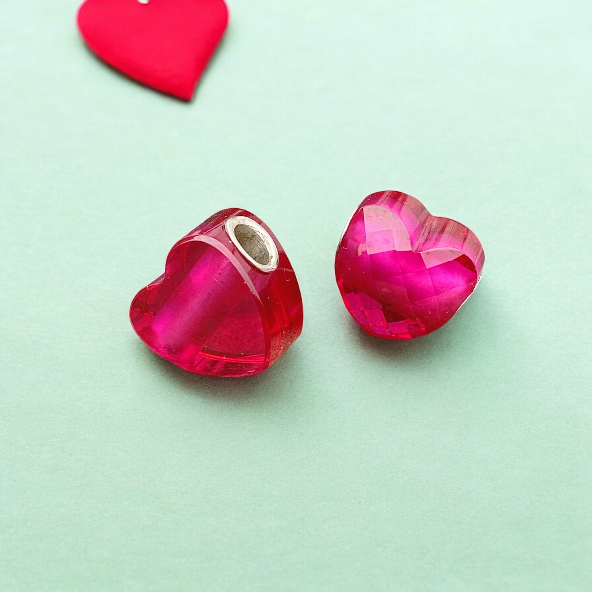 Pink Heart Garnet Bead