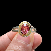 Pink Tourmaline Ring 14K Gold and S925 Silver Bezel