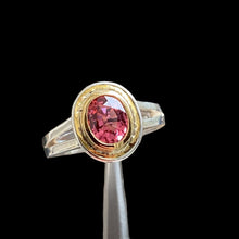 Pink Tourmaline Ring 14K Gold and S925 Silver Bezel