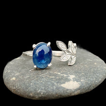 Natural Blue Sapphire Ring Tree Leaf Band