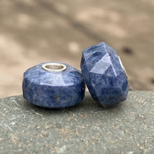 Natural Sapphire Bead Silver Core Cylinder Shape