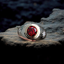 Signet Ring Garnet 10K Gold Setting