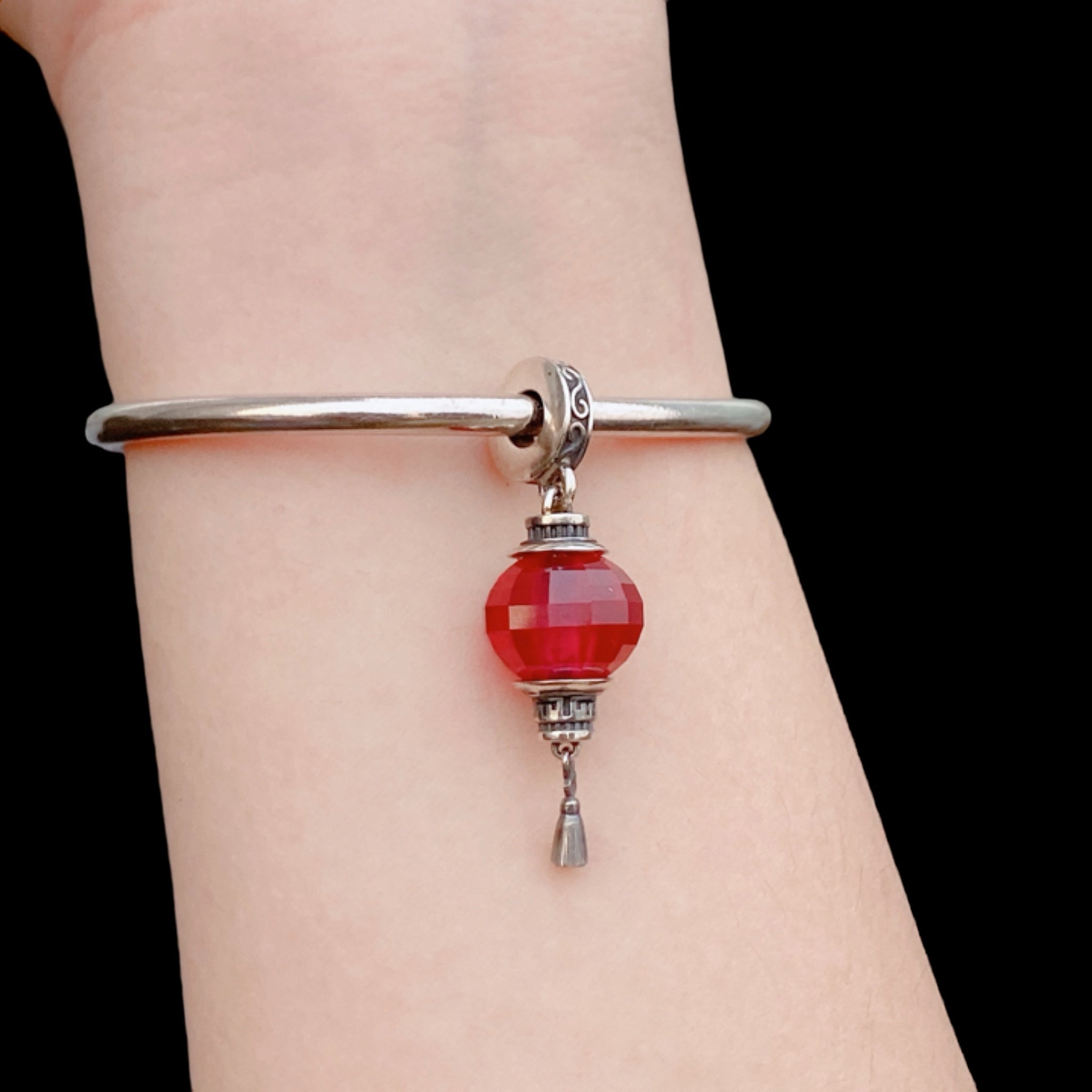 Garnet Lantern Dangle Charm