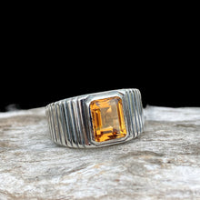 Bold Men’s Ring – Sterling Silver S925 with Natural Citrine 8x10mm