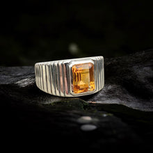 Bold Men’s Ring – Sterling Silver S925 with Natural Citrine 8x10mm