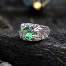 Blue Obsidian Men’s Ring, Baroque Design