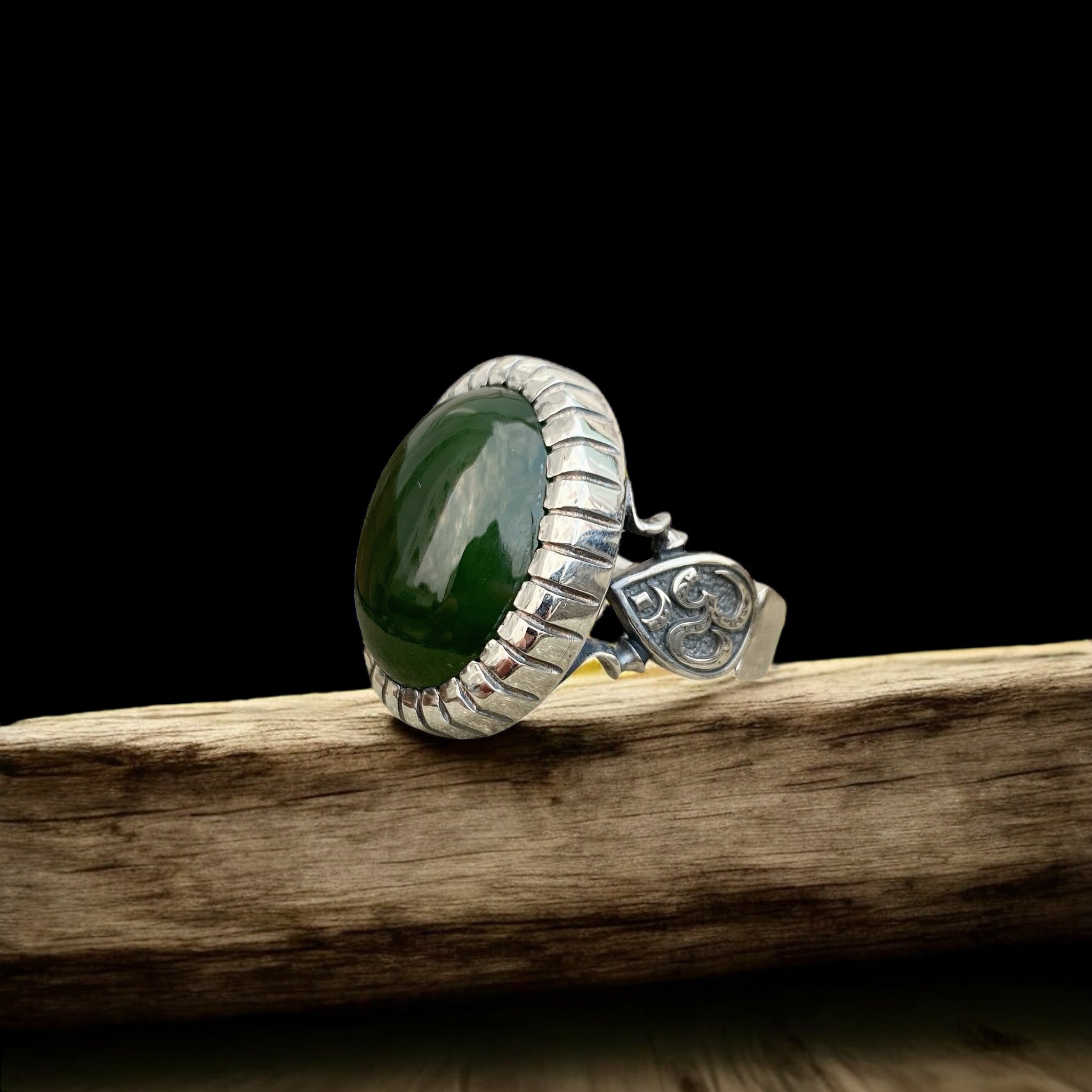 Natural Russian Jade Ohm Ring