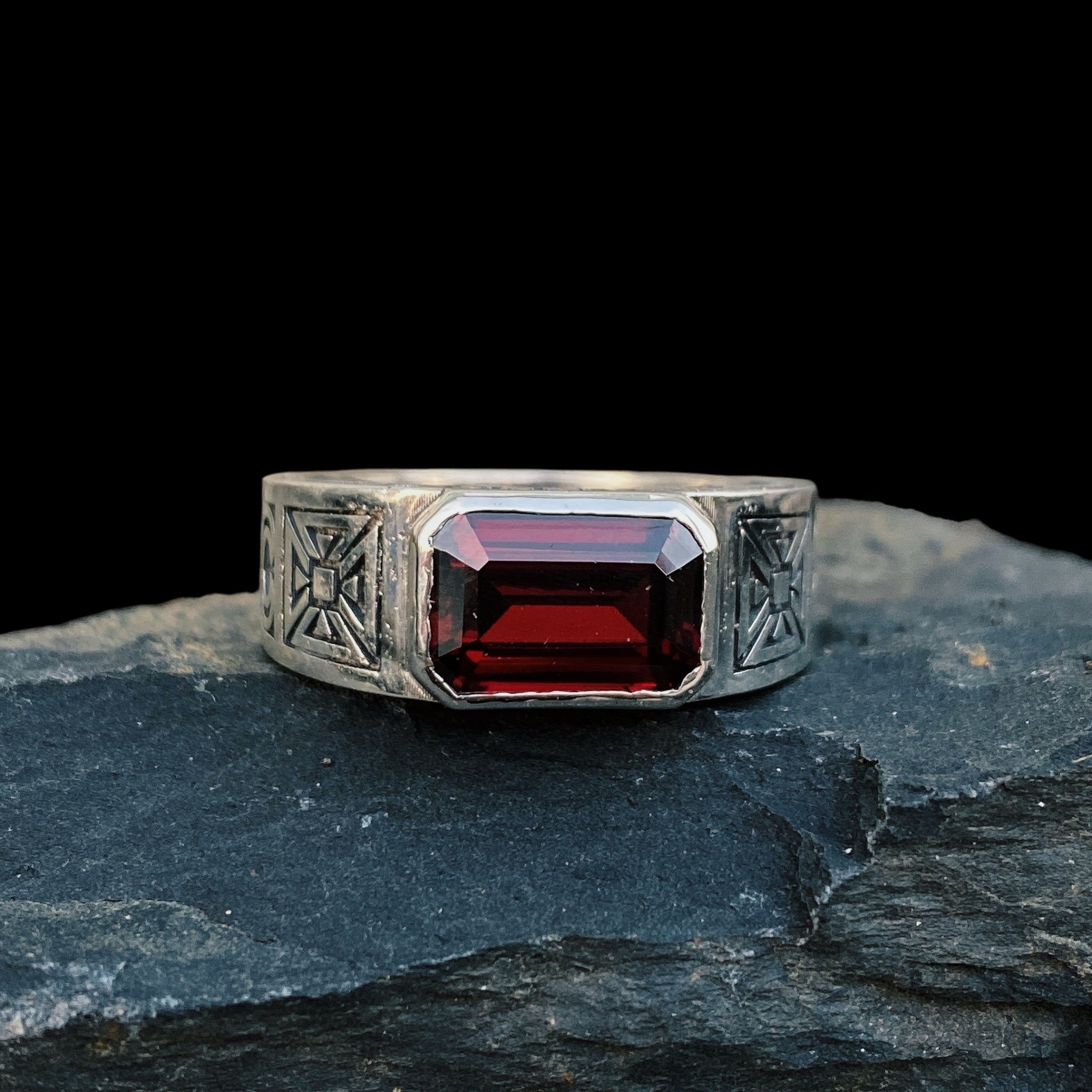 God Bless Ring Garnet