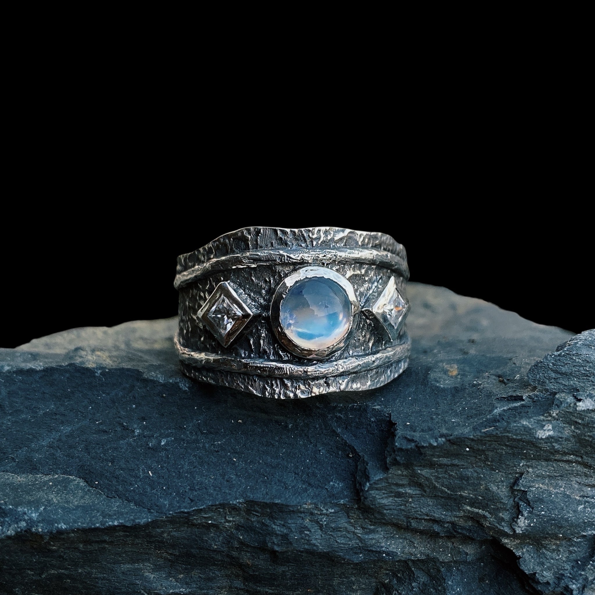 Rustic Moonstone Ring