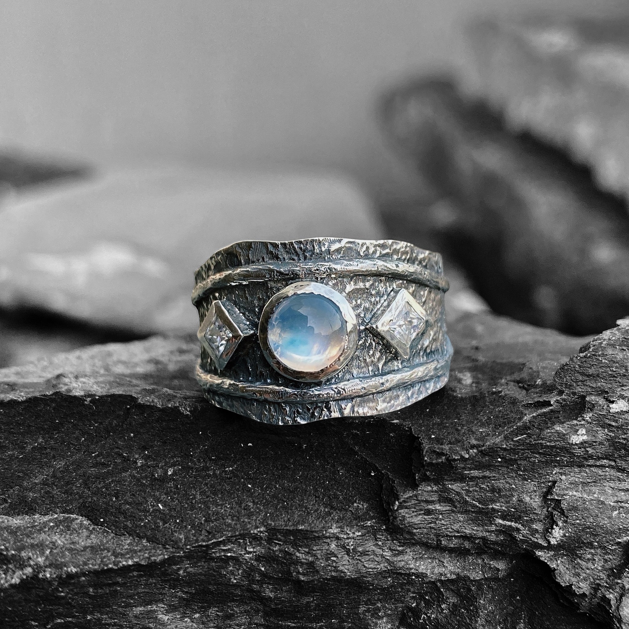 Rustic Moonstone Ring