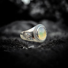 Fire Opal Ring Fleur-de-lis Band