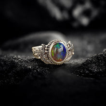 Black Opal Ring Acanthus Leaf Band