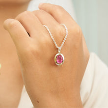 Pink Ruby Necklace 14K Gold Bezel