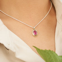 Pink Ruby Necklace 14K Gold Bezel