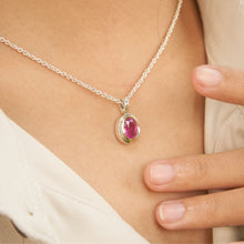 Pink Ruby Necklace 14K Gold Bezel
