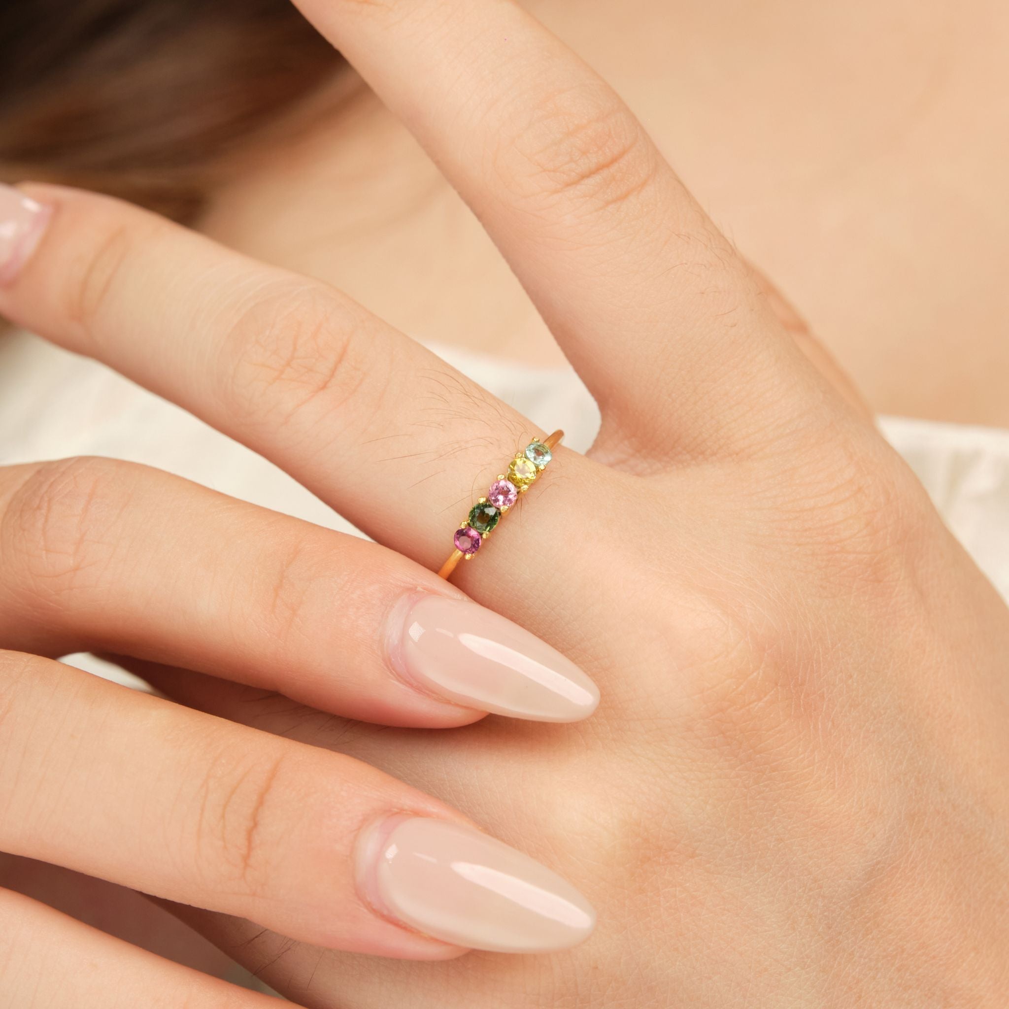 Multicolor Tourmaline Ring 14K Gold