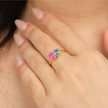 Natural Ruby and Swiss Topaz Ring 14K Gold