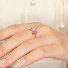 Natural Ruby and Swiss Topaz Ring 14K Gold