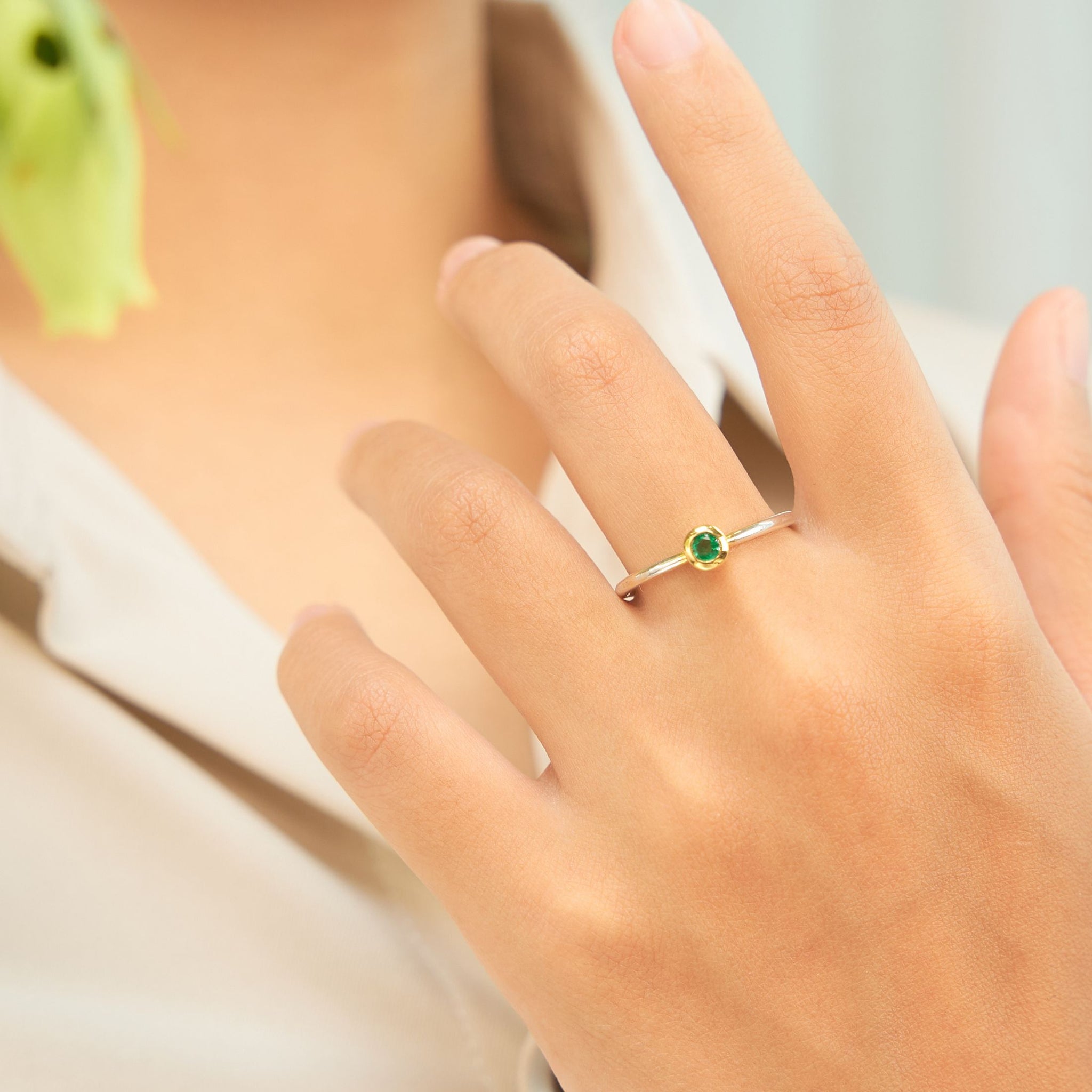 Emerald Ring 10K Gold Setting