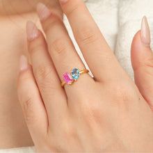 Natural Ruby and Swiss Topaz Ring 14K Gold