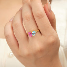 Natural Ruby and Swiss Topaz Ring 14K Gold